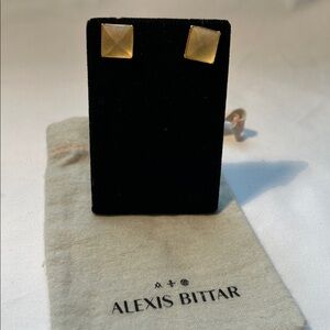 Alexis Bittar Gold Pyramid Stud Earrings